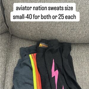 Aviator Nation Black and Gray Sweatpants with Retro Stripes